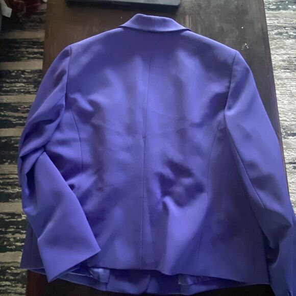 Le Suit Royal Blue Blazer Woman's Sz 18 Shawl Collar Tailored One-Button Jacket - Picture 7 of 8